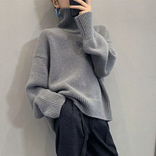 Pull à Col Montant pour Femme, Coupe Décontractée